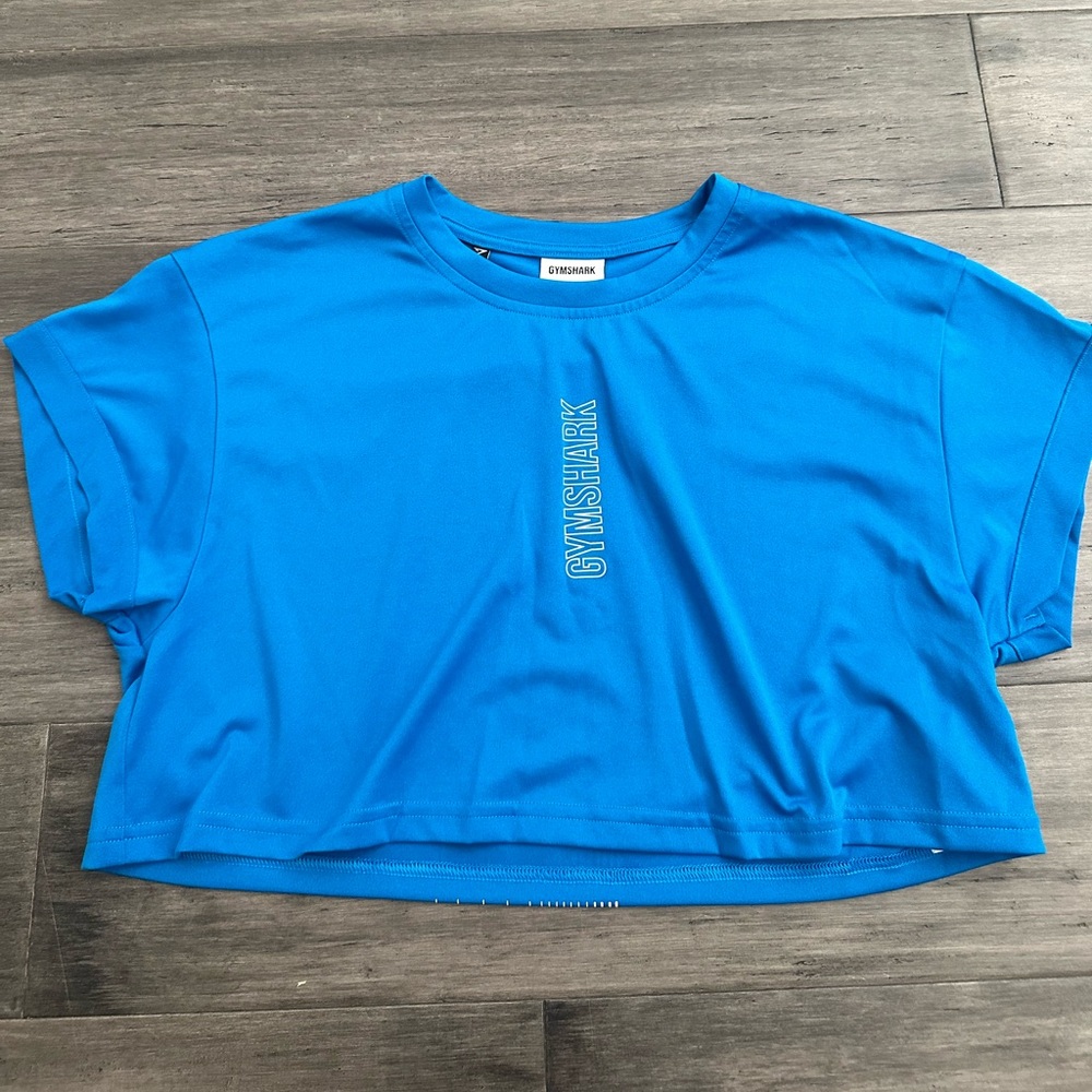 Blue Gymshark Cropped Tee Size Medium